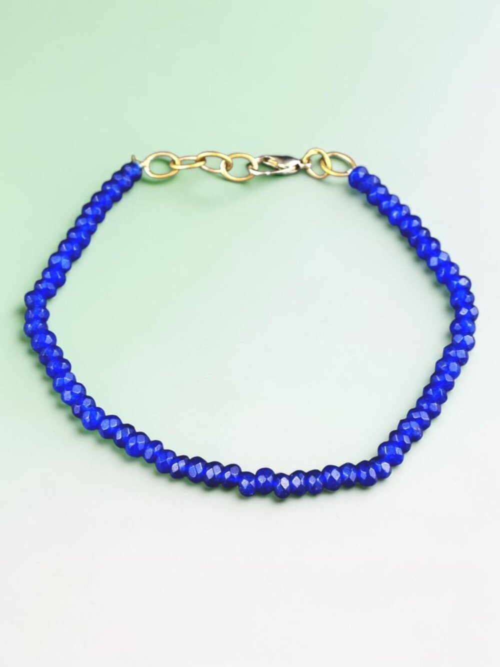 Faceted Blue Onyx 29.00 Carat Beaded 8" Bracelet